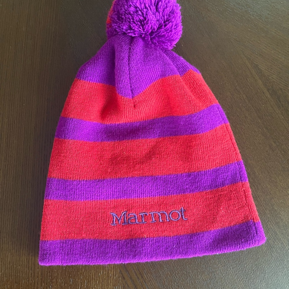 Marmot women’s Red & Purple Stripe Beanie Toboggan Hat